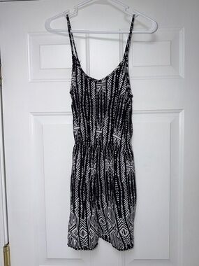 Mossimo Supply Co. Black & White Geometric Print Romper